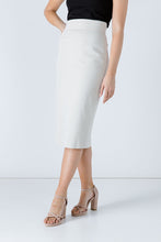 Load image into Gallery viewer, Sophisticated Ivory Gabardine Pencil Skirt with Cotton Blend