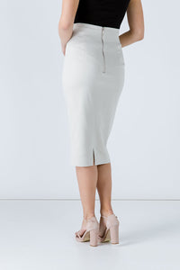 Sophisticated Ivory Gabardine Pencil Skirt with Cotton Blend