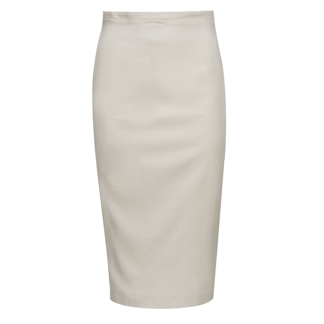 Sophisticated Ivory Gabardine Pencil Skirt with Cotton Blend