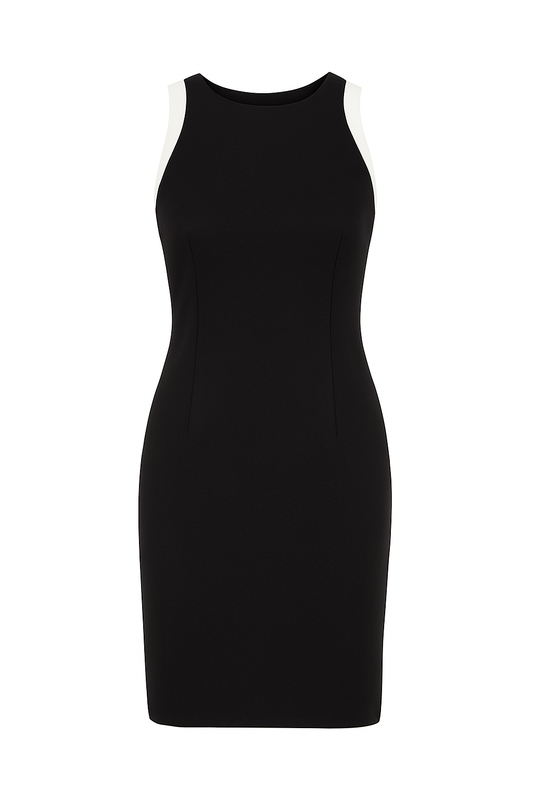 Black Sleeveless dress with Contrast Detail