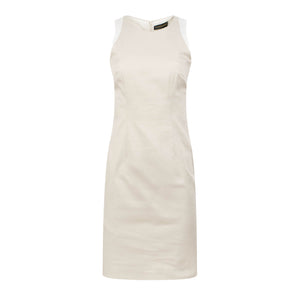 Sand Colour Sleeveless dress with Contrast Detail