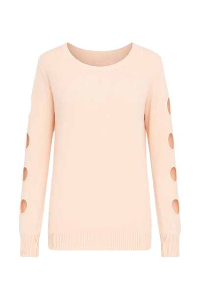 Hole Detail Loose Apricot Sweater