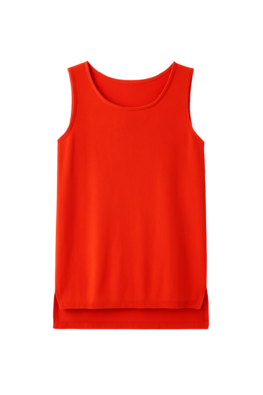 Sleeveless Knit Top with Uneven Hemline