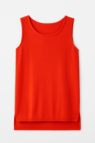 Sleeveless Knit Top with Uneven Hemline