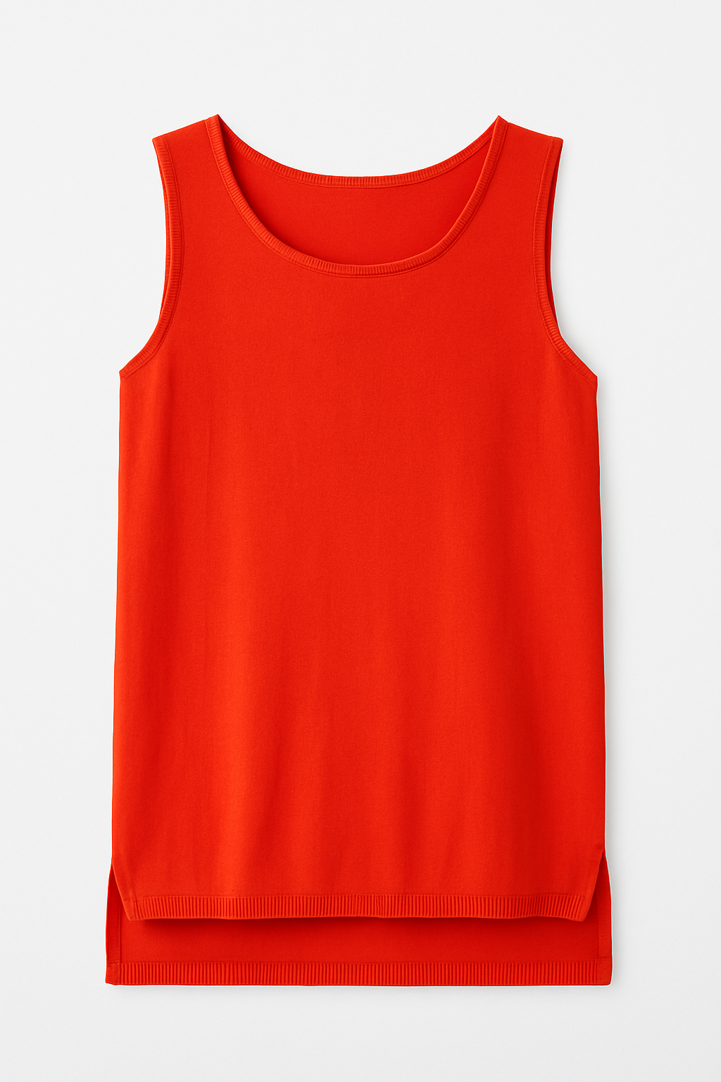 Sleeveless Knit Top with Uneven Hemline