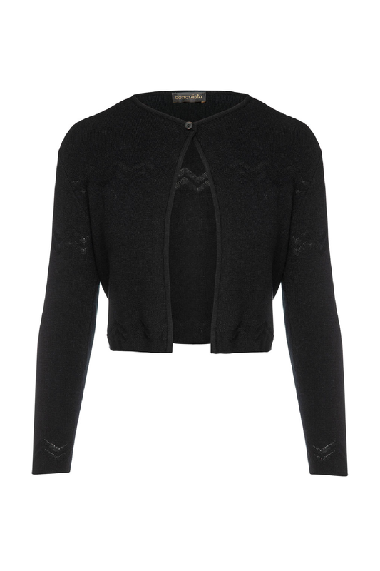 Zigzag Black Knit Cardigan