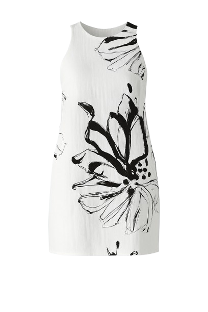 Conquista Φόεμα Midi Γραφείου Floral Άσπρο ΜαύροC181-326-00
