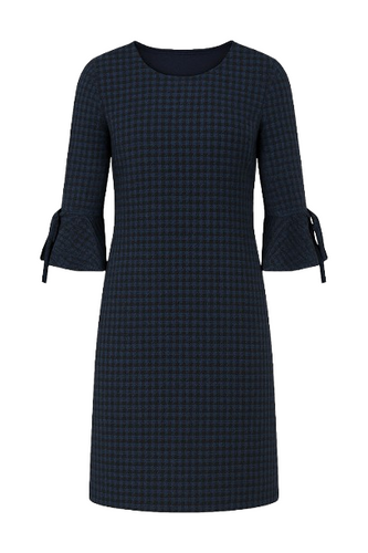 Bell Sleeve Straight Check Dress