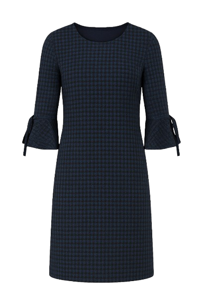 Bell Sleeve Straight Check Dress