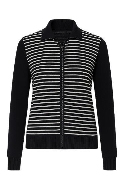 Long Sleeve Cardigan in Striped Knit Fabric