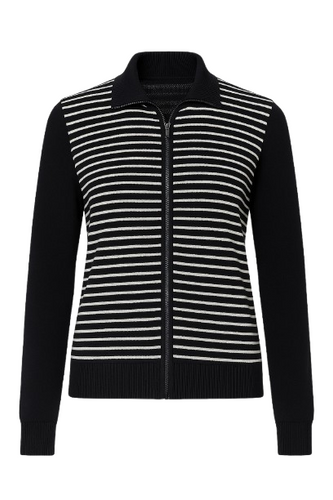 Long Sleeve Cardigan in Striped Knit Fabric