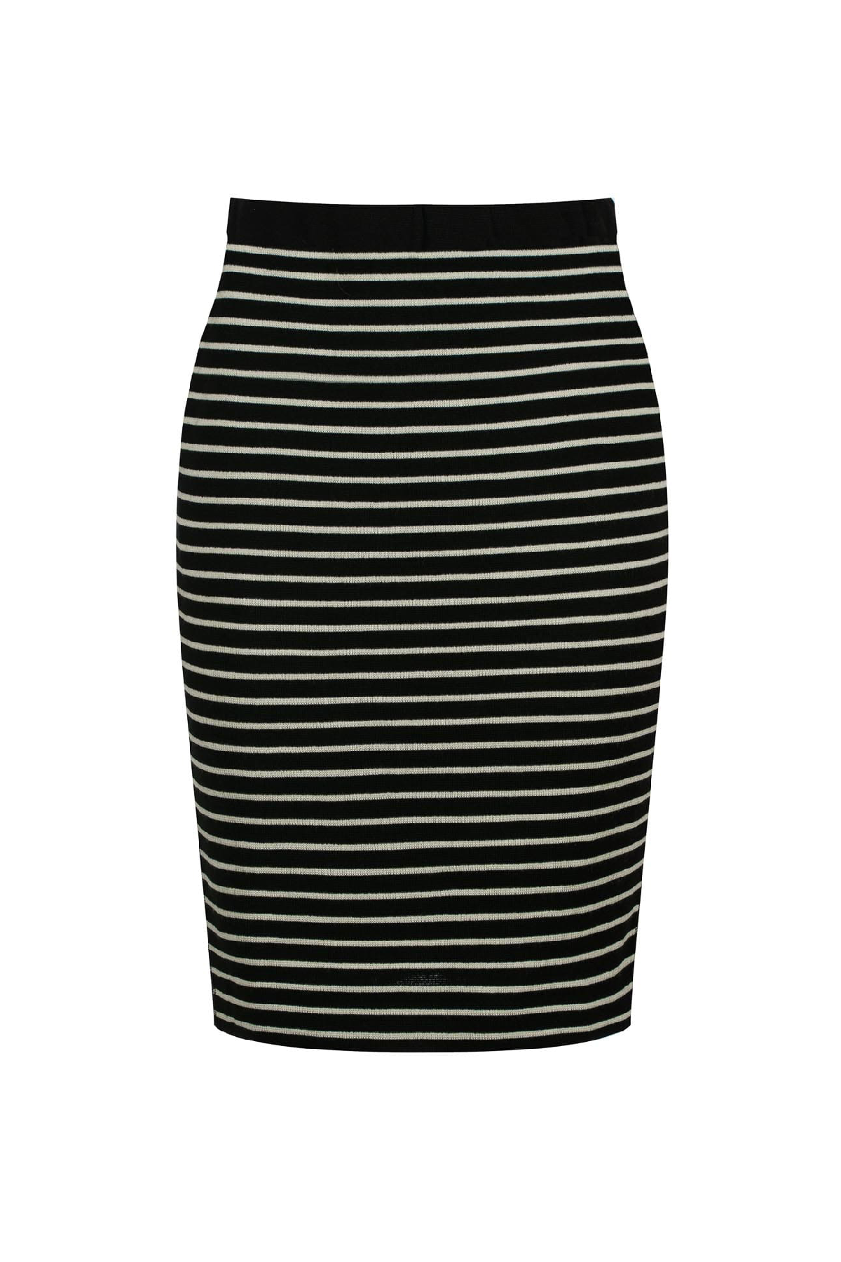 Striped Pencil Skirt in Rib Knit Fabric