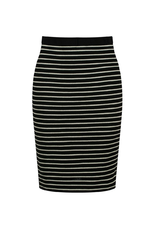 Striped Pencil Skirt in Rib Knit Fabric