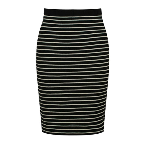 Striped Pencil Skirt in Rib Knit Fabric