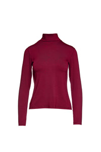 Burgundy Turtle Neck Top By Conquista