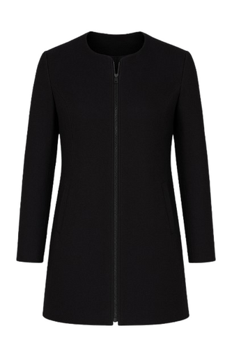 Black Winter Coat in Woven Fabric