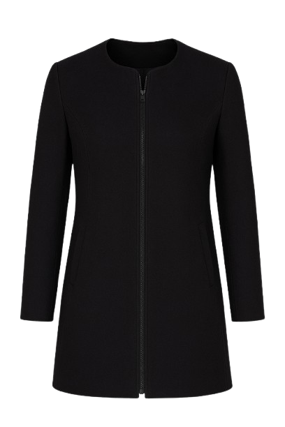 Black Winter Coat in Woven Fabric
