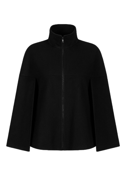 Black Winter Cape in Woven Fabric