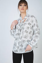 Load image into Gallery viewer, White Floral Viscose Blouse with Cutaway Collar