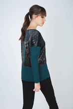 Load image into Gallery viewer, Women&#39;s Exotic Print Viscose-Blend Jersey Top with Contrasting Elastane Panels
