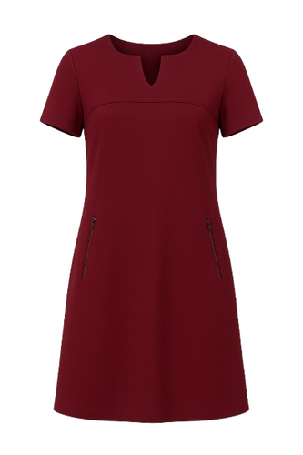 Burgundy Sack Dress in Stretch Punto di Roma Fabric