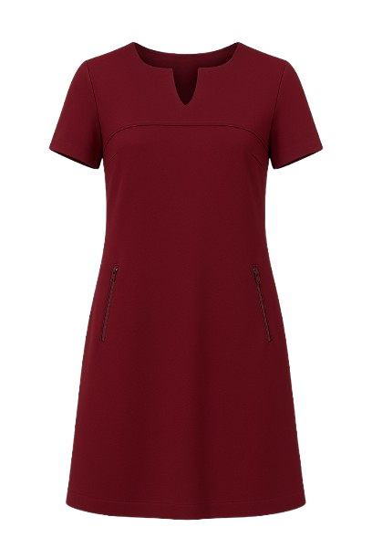Burgundy Sack Dress in Stretch Punto di Roma Fabric
