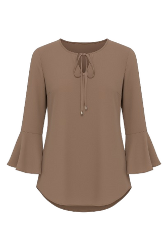 Iron Brown Flounce Sleeve Top by Conquista