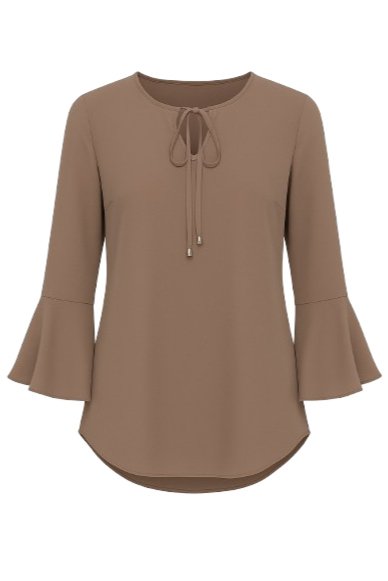 Iron Brown Flounce Sleeve Top by Conquista