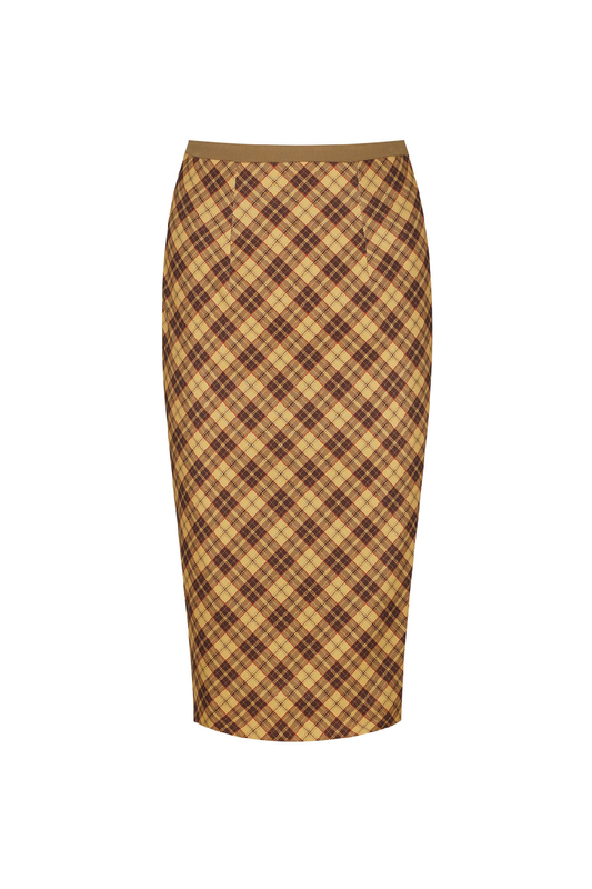 Print Fitted Midi Skirt with Zip