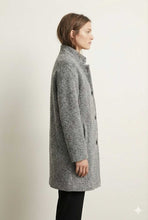 Load image into Gallery viewer, Textured Wool-Blend Stand-Collar Coat in Heather Grey