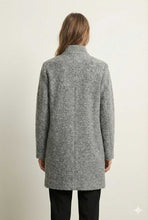 Load image into Gallery viewer, Textured Wool-Blend Stand-Collar Coat in Heather Grey