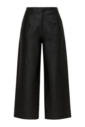 Black Faux Leather Culottes by Conquista Fashion