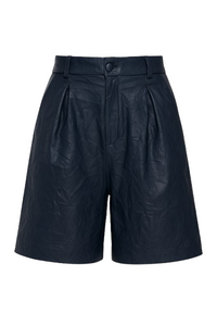 Blue Faux Leather Bermuda Shorts