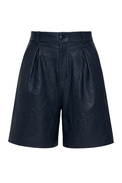 Blue Faux Leather Bermuda Shorts