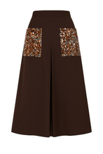 Load image into Gallery viewer, Brown A Line Midi Skirt