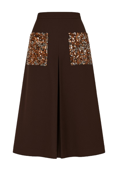 Brown A Line Midi Skirt