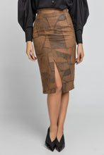 Load image into Gallery viewer, Camel Patchwork Pencil Skirt
