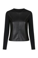 Load image into Gallery viewer, Black Top with Faux Leather Front