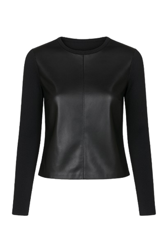 Black Top with Faux Leather Front