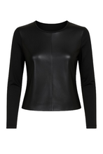 Load image into Gallery viewer, Black Stretch Top with Leather Front