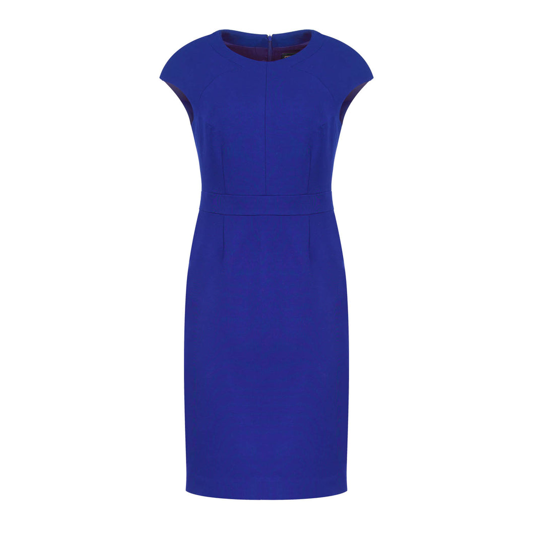 Fitted Blue Royal Dress with Cap Sleeves