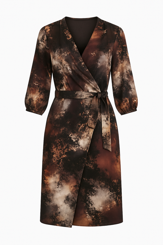 Φόρεμα με στάμπα και τύλιγμα