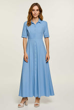 Load image into Gallery viewer, Light Blue Maxi Shirt Dress with Short Sleeves