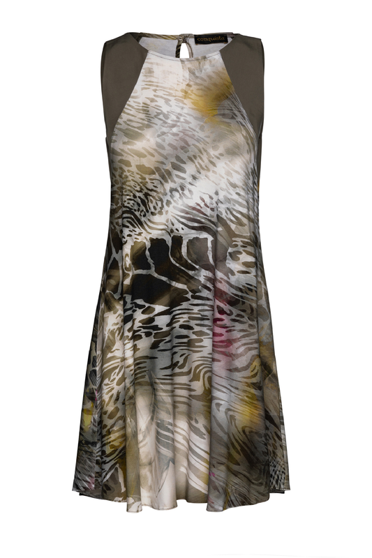 Conquista Φόρεμα Mini Καθημερινό Αμάνικο Animal Print Χακί C191-104-37