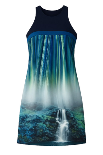 A Line Navy Blue Print Dress