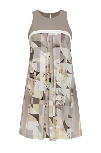 A Line Beige Print Dress