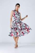 Load image into Gallery viewer, Navy Floral Print Dress with Belt