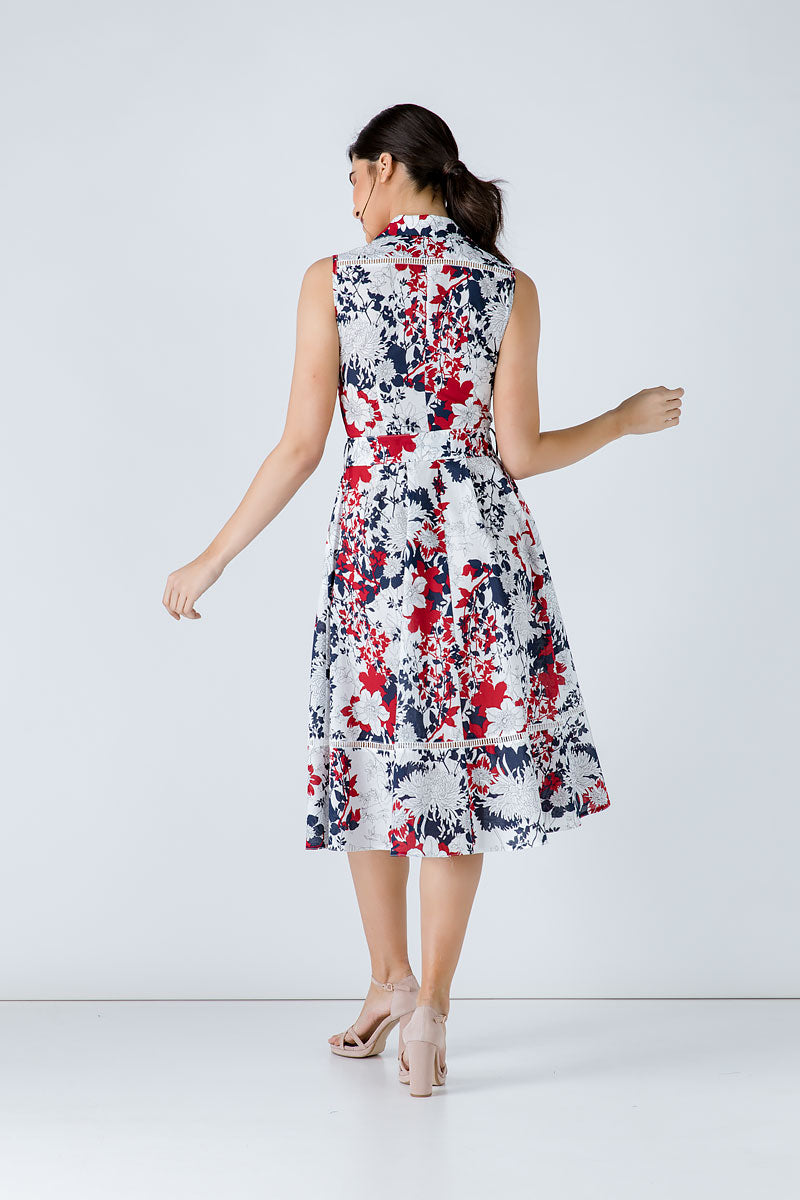 Conquista Φόρεμα Mini Casual Αμάνικο Με Γιακά & Ζώνη Floral Πολύχρωμο C191-125-41