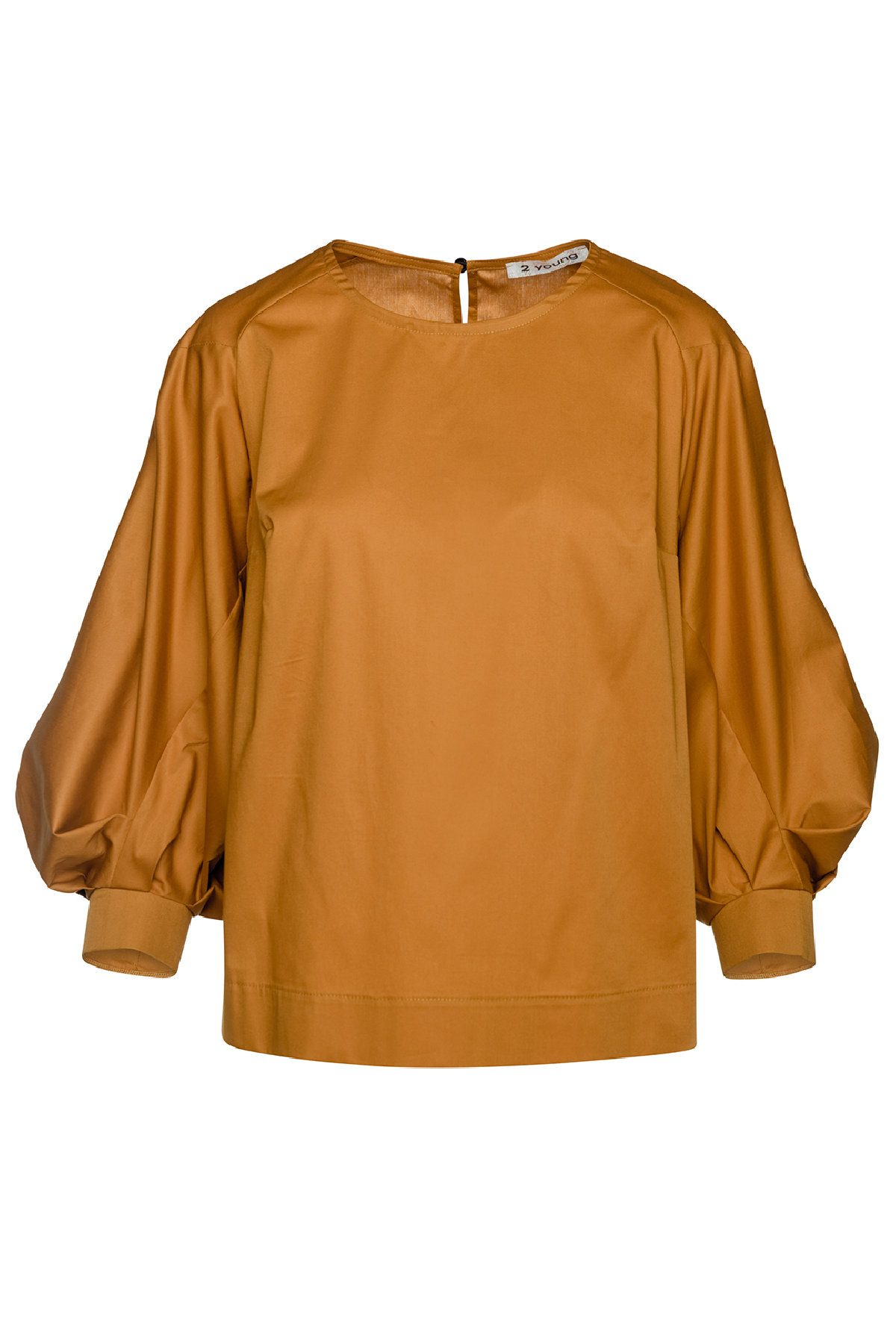 Mustard Top with Bishop Sleeves in sustainable fabric.