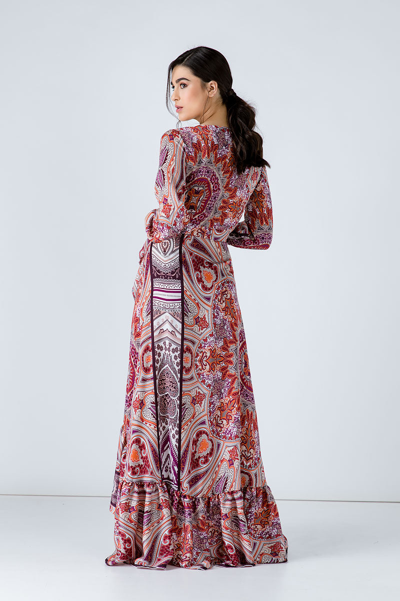 Print Maxi Wrap Dress